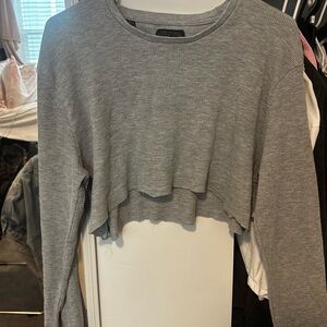 Jachs Heather Gray Long Sleeve Crop Top